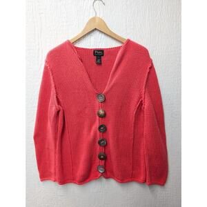 Pure Handknit Sweater Cardigan Size L/XL Button Chunky Artsy Lagenlook Boho Knit